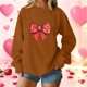 thumbnail image 1 of TaTaai Women's Valentine Bow Heart Print Sweatshirt, Cute Loose Pullover Top, Romantic Christmas Date Night Blouse, Soft Long Sleeve Casual Wear Gift, 1 of 4
