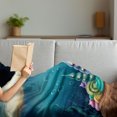 thumbnail image 3 of Ocean Soft Flannel Fleece Blanket, Underwater Fantasy Kingdom with Shell Houses Water Bubbles Cartoon Illustration Print, Cozy Plush for Indoor and Outdoor Use, 50" x 60", Teal Brown, by Ambesonne, 3 of 5
