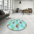 thumbnail image 4 of Ahgly Company Machine Washable Indoor Rectangle Transitional Tron Blue Area Rugs, 3' x 5', 4 of 7