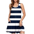 thumbnail image 5 of Ovzne Robes pour Femmes Robe Décontractée Grande Taille Sans Manches Col Rond Rayé Robe Courte Grande Taille Liquidation, 5 of 5
