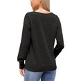 thumbnail image 3 of INSPIRAR CHIC Blusa de Mujer de Manga Larga con Cuello en V Ligera para Primavera y Otoño, Tops Casual S Negro, 3 of 6