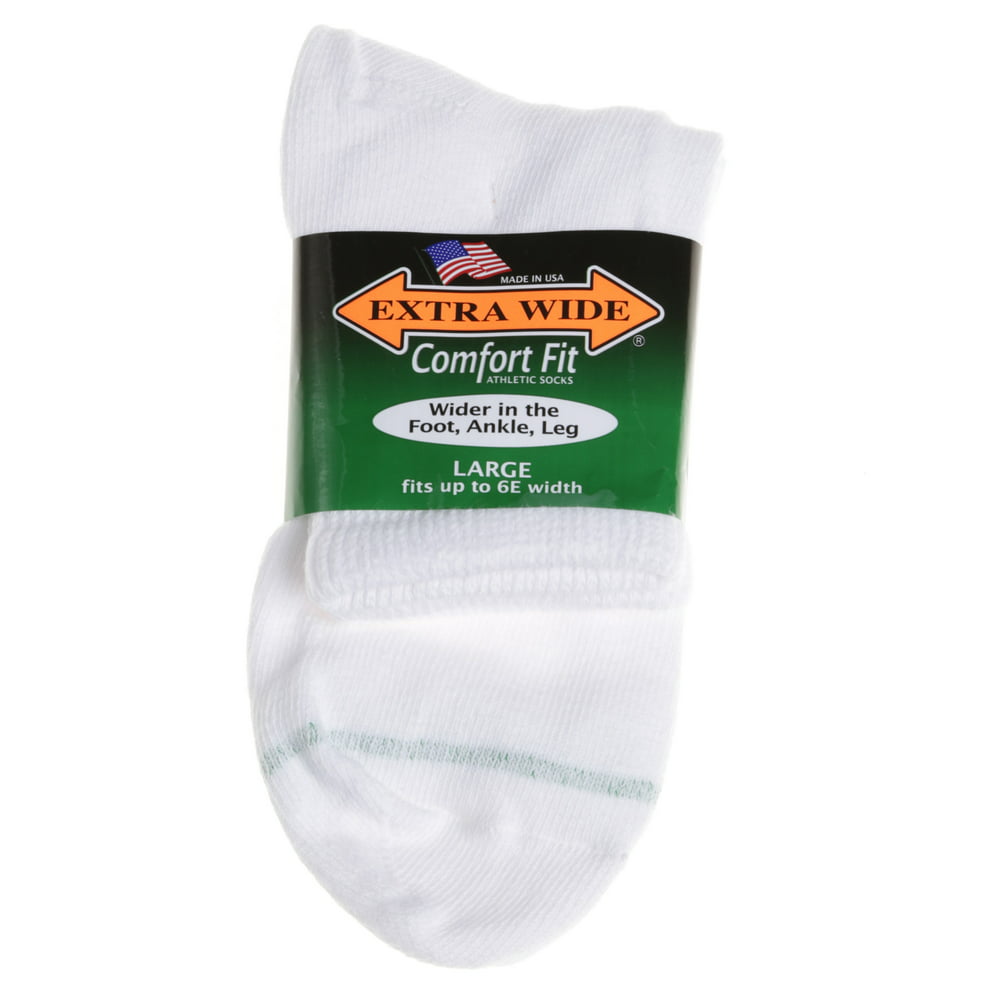 Extra Wide Socks - Extra Wide Athletic Sock - 3 Pack - Mens White ...