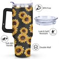 thumbnail image 3 of Black and Yellow Sunflowers 40 Oz Tumbler with Handle Lid and Straw, Stainless Steel Double Walled Vacuum Insulated Cup, Cute Birthday Gifts Tumbler for Women Men Friends, 3 of 7