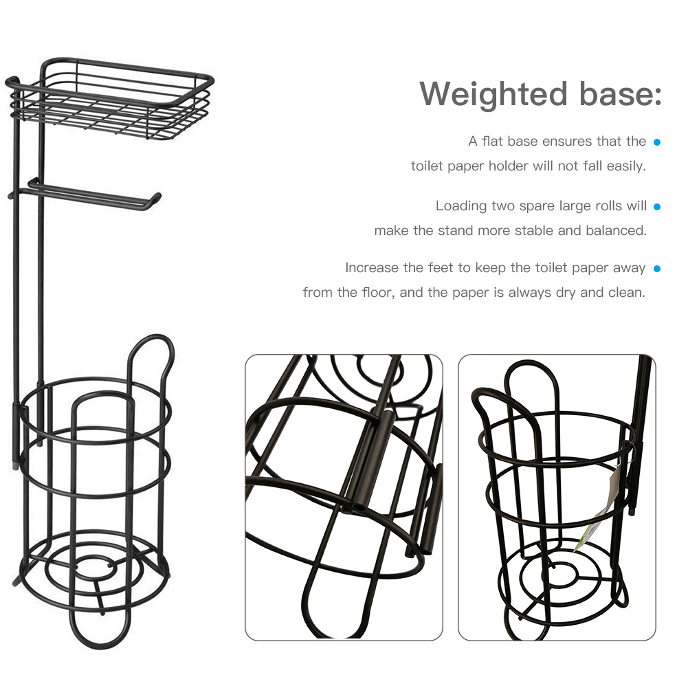 Lowestbest Toilet Paper Holder, Tissue Roll Dispenser with Bathroom Storage Shelf, Holds Reserve Mega Rolls