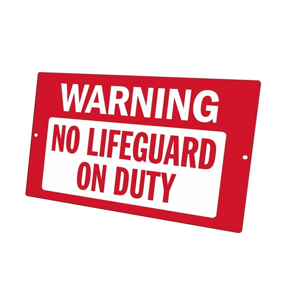 KuzmarK Yard Lawn Fence Sign - Warning No Lifeguard On Duty