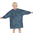 thumbnail image 3 of Blue Christmas Holly and Candy Cane Pattern Blanket Hoodies for Kids 6-13YR Oversize Wearable Blanket Hoodies for Boys Girls Teens, 3 of 7