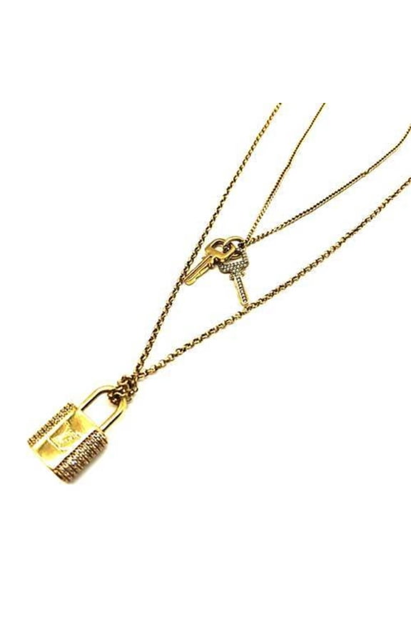 Pre-Owned Louis Vuitton LV Padlock Necklace M01593 Gold Rhinestone Women's LOUIS... (Good)