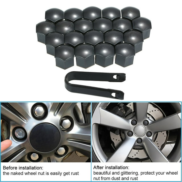 Amdohai 20pcs Universal 19mm Wheel Nut Covers Lug Nut Caps Screw Protector