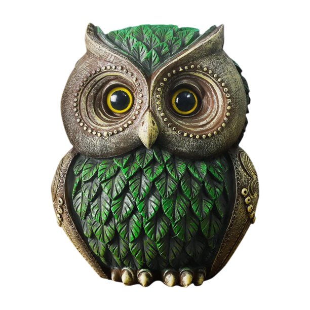 Colección de adornos de búho, escultura, estatua de búho, figura de pájaro para repisa de sala de estar verde
