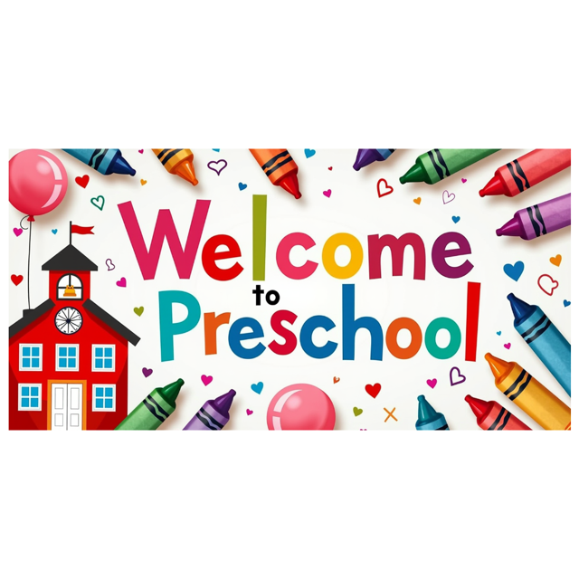 Welcome to Preschool Banner Backdrop Colorful Decorations for Classroom Kid's Party Event Supplies School Props Background Party