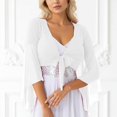 thumbnail image 2 of GJSYRH Womens 3/4 Sleeve Shrug Sheer Mesh Cardigans Tie Front Cropped Lightweight Bolero Shawl Top for Casual Going Out White One Size, 2 of 6