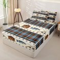 thumbnail image 3 of Manfei Rustic Cabin Zipper Queen Comforter Set with Fitted Sheet and 2 Pillowcases, Fishing Plaid Zipper Bedding Set, Blue Cream, Gray Reversible, 4 Pieces, 3 of 7