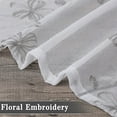 thumbnail image 4 of Sheer Valance Curtain, Floral Embroidered Kitchen Window Treatment Voile Window Valances Rod Pocket, Semi Sheer Bathroom Curtain Windows, 26"Wx30"L,Grey,2 Panels, 4 of 7
