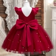thumbnail image 6 of Huowey Girls Tutu Sequins Dress Ruffle Sleeve Solid Color Glitter High Waist Tulle Long Dresses Party Formal Elegant Wedding Birthday Gowns,Red,6-7 Years, 6 of 6