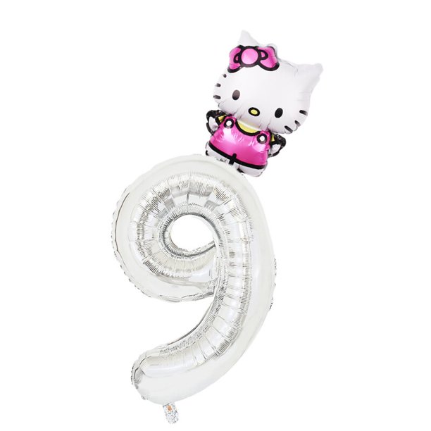 Juego de globos de aluminio de dibujos animados de Hello Kitty, decoraciones para fiesta de cumpleaños de Hello Kitty, globos con número, juguete para baby shower, 2 uds.