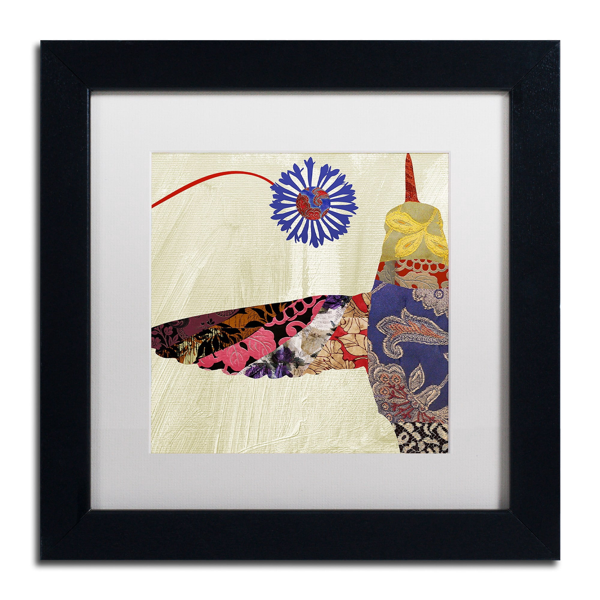 Trademark Fine Art "Hummingbird Brocade I" Canvas Art by Color Bakery White Matte, Black Frame