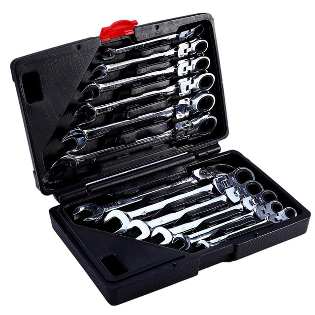 Clé à Cliquet Réversible Flexible de 12 Pièces/ensemble, Jeu d'Outils de Clé à Clé de 8-19 Mm
