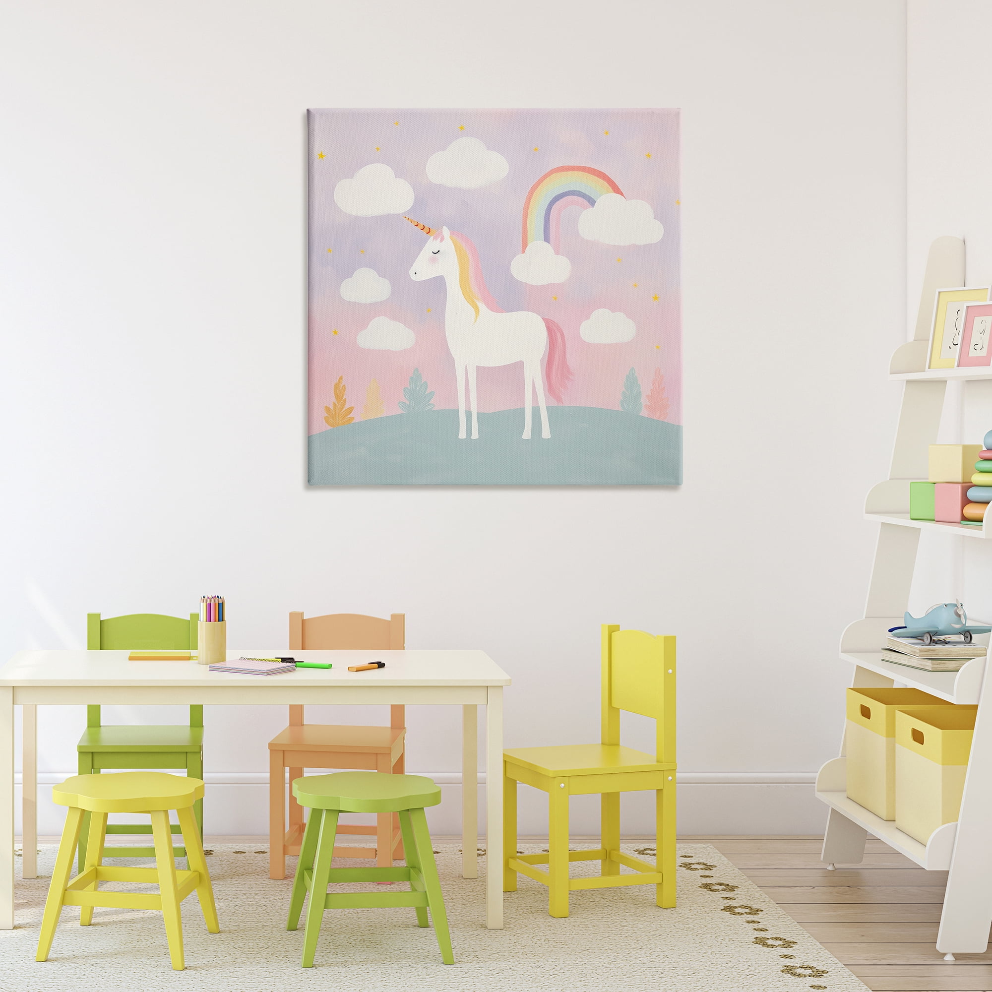 Stupell Industries Mystical Unicorn with Rainbow & Clouds Canvas Wall Art, design by Lazar Studio
