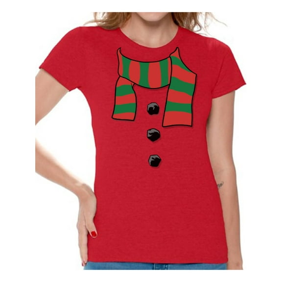 Awkward Styles Snowman Scarf Christmas Shirts for Women Christmas T-shirt Snowman Scarf Christmas Women's Holiday Top Xmas Gifts Winter Funny Tacky Party Holiday Xmas Shirt