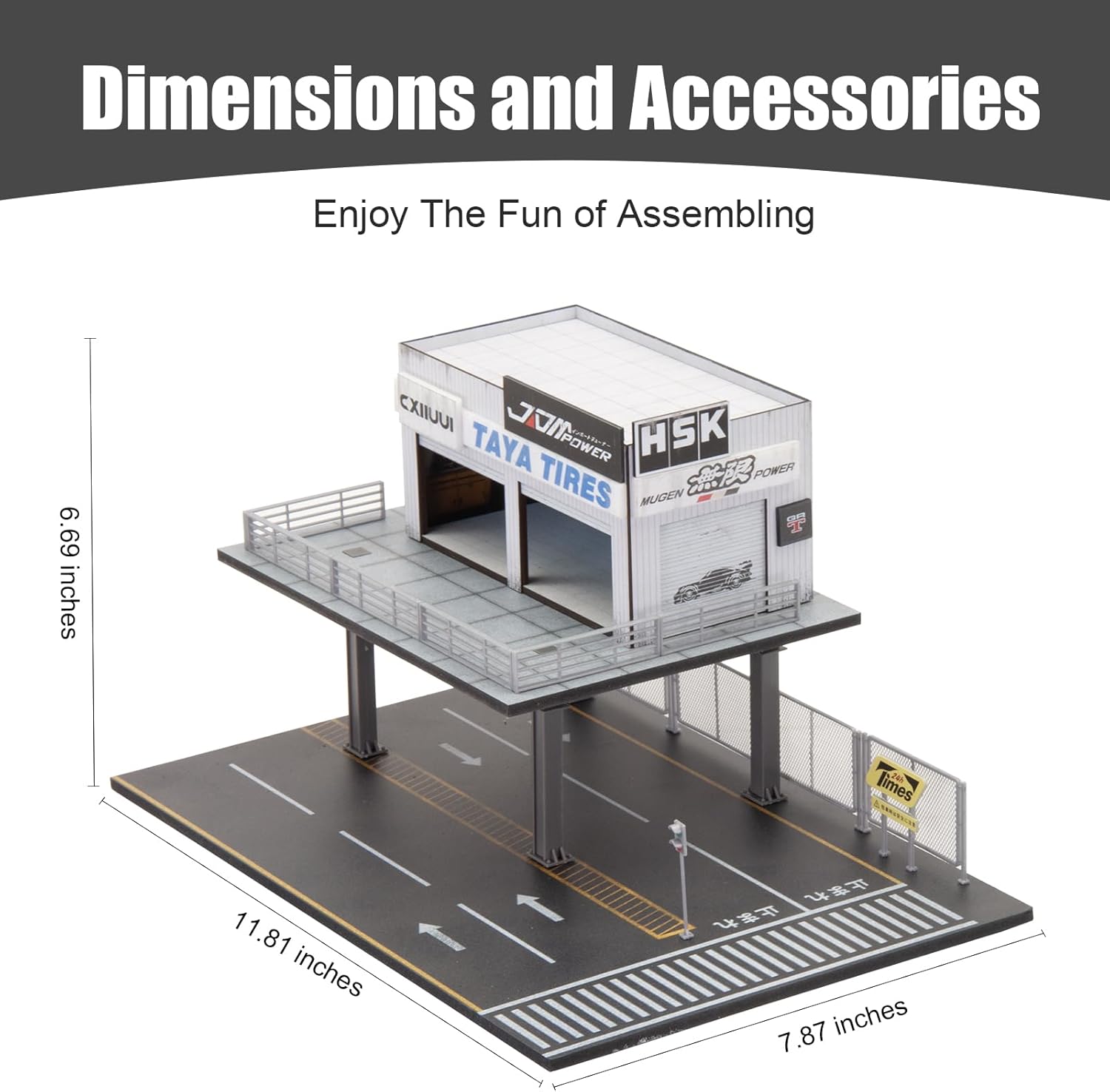 NUEIOVRW Diorama 1:64 Parking Lot Model, LED Lighting Diecast Car Garage Display Model, Car Showroom Scene Building Model Toy Gift, Car Models Display Case