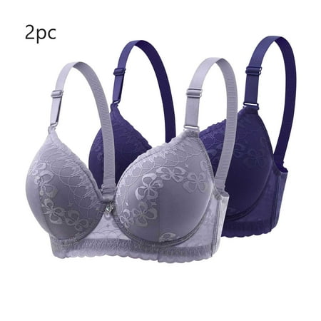 MLCDZ 2 Pack Lace Bras for Women Push Up Bralettes Full Coverage Corset Underwire Plus Size for Large Breasts with Support Sexy Minimizers Everyday Lingerie 2Pcs-Multicolor#12 46