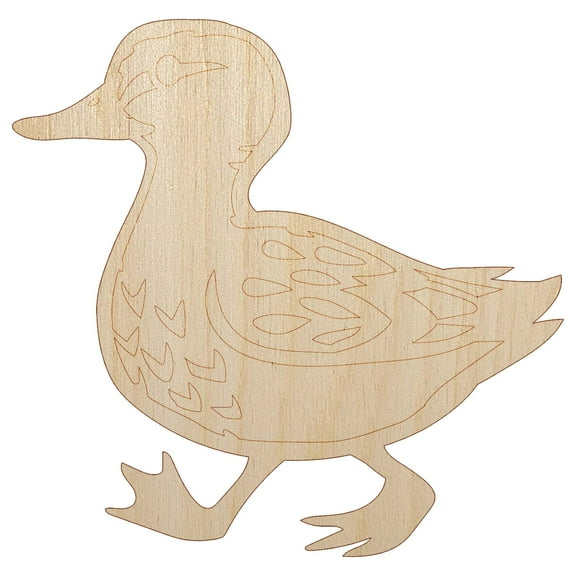 Cute Duck Walking Wood Shape Unfinished Piece Cutout Craft DIY Projects - 4.70 Inch Size - 1/8 Inch Thick