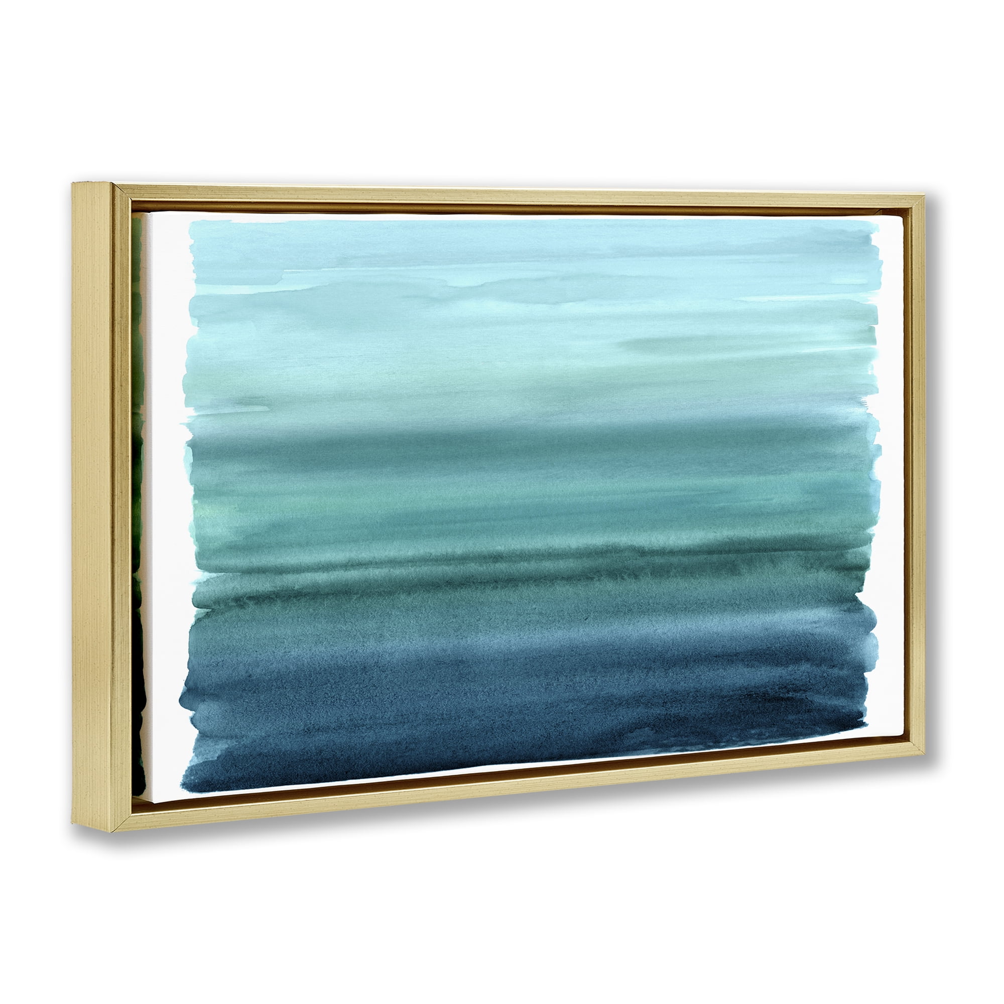 Stupell Industries Ombre Teal Gradient Gold Framed Floater Canvas Wall Art, design by Allie Corbin