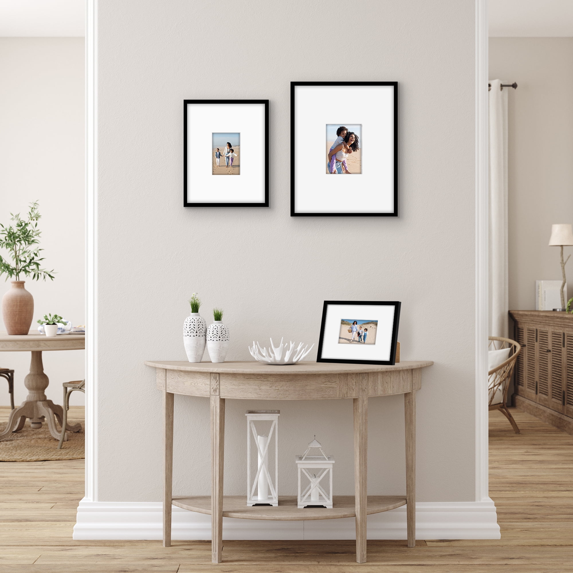 Americanflat Set of 3 Picture Frames Gallery Wall Frame 1 with 14x18 with 5x7 Mat 1 with 8x10 with 3.5x5 Mat 1 with 11x14 with 4x6 Mat - Black