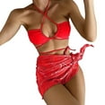 thumbnail image 1 of IDALL Bikini Sets Bathing Suit A Three Piece Bathing Suit Bikini With A Drawstring Skirt And Neck Swim Dress Micro Bikini Red XL, 1 of 5