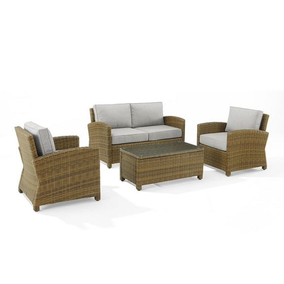 Bradenton 4 Piece Outdoor Wicker Conversation Set - Loveseat, Coffee Table, & 2 Arm Chairs