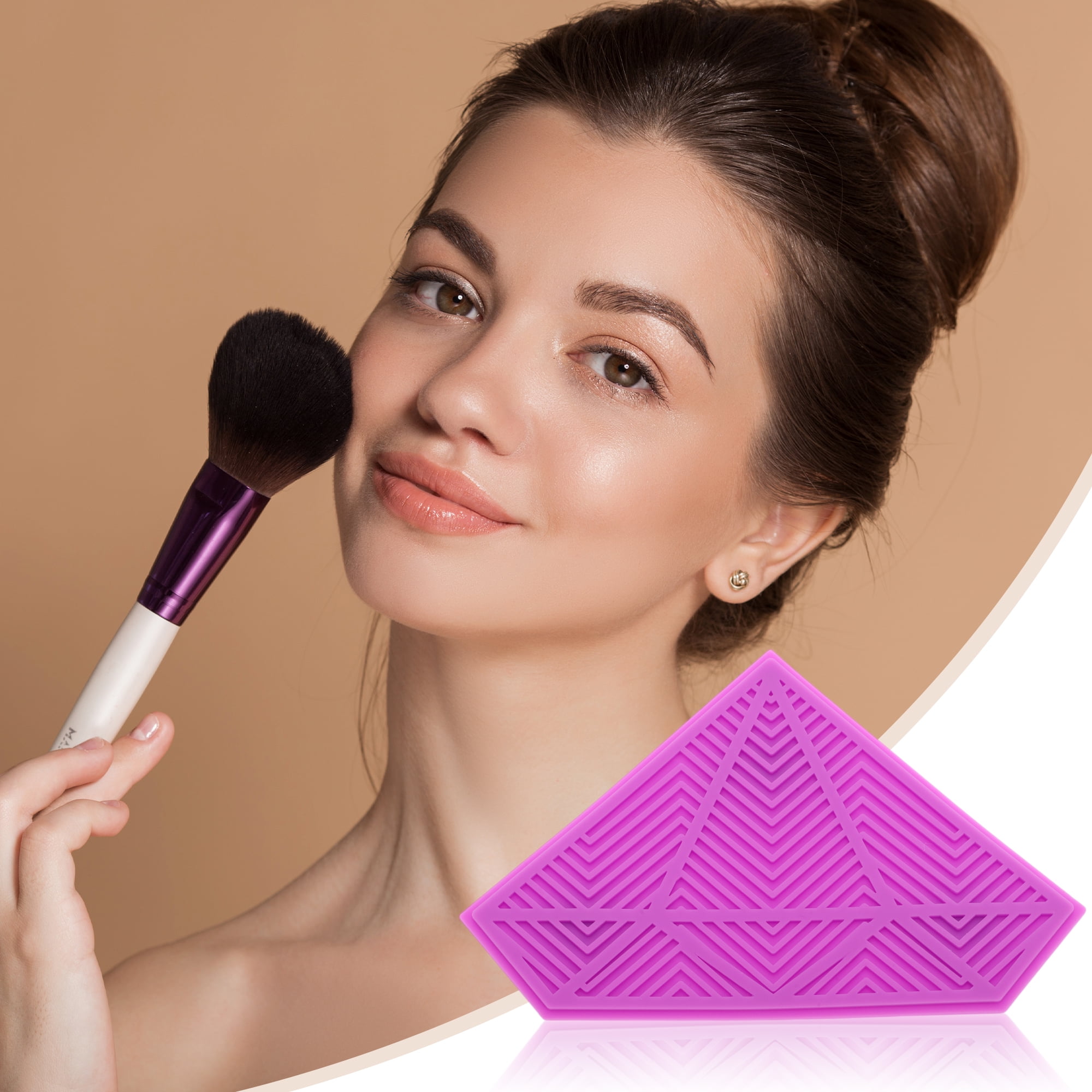 Unique Bargains 1pc Watermelon-Shape Makeup Brush Cleaning Mat Red for Easy Makeup Purple