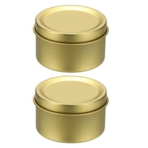 Uxcell 2Pcs Round Tin Can, 1.18inch Metal Empty Storage Container Organizer Candle Jar with Lid for Treats Gifts Favors Loose Tea Coffee Crafts Cookies, Gold