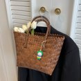 thumbnail image 1 of Bolsas de playa tejidas para mujer, Bolso de piscina de verano de gran capacidad para dama con lindo colgante, 1 of 9