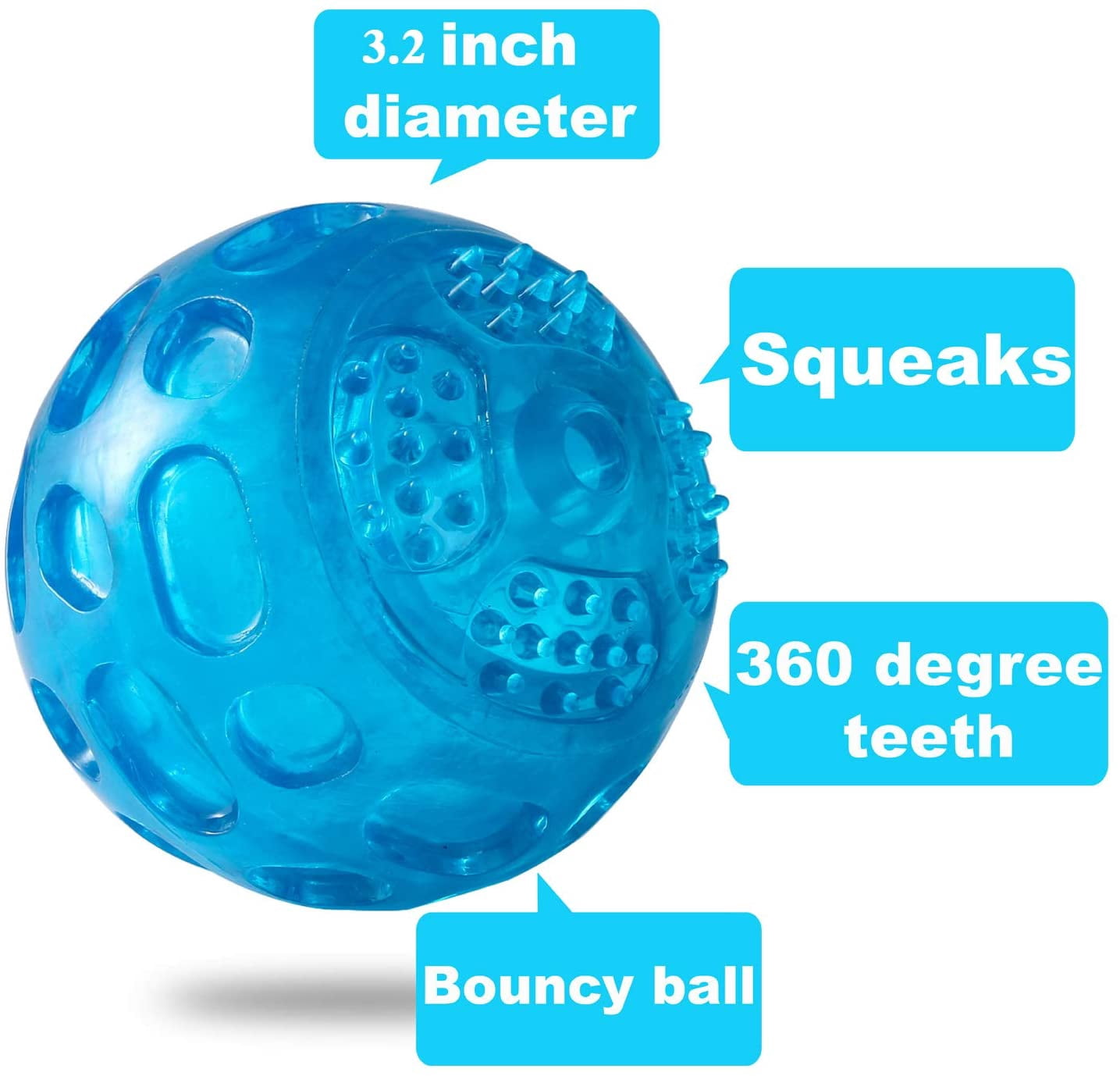 3'' Squeaky Dog Toy Balls for Lagre Medium Breed, Indestructible Dog Balls for Playing, Fetching & Retrieving, Durable Aggressive Chewers, 2 PCS Green+Purple