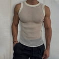 thumbnail image 3 of Chaleco tipo suéter para hombre, de color liso, con cuello redondo, sin mangas, de punto calado, 3 of 6
