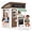 White+Brown, variant on Auarte Outdoor Wooden Playhouse for Kids Ages 3 , DIY Themed Toddler Play House with Coffee Set, Cash Register, Flip-Over Bench, Chalkboard, Doorbell