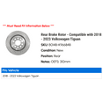 thumbnail image 2 of Rear Brake Rotor - Compatible with 2018 - 2023 Volkswagen Tiguan 2019 2020 2021 2022, 2 of 2