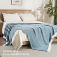 thumbnail image 4 of Exclusivo Mezcla Knit Blanket for Bed Queen Size, Ultra Soft Cozy Fluffy Blanket, Lightweight Fuzzy Throw for Couch and Bed, Mixed Blue, 90"x90", 4 of 9