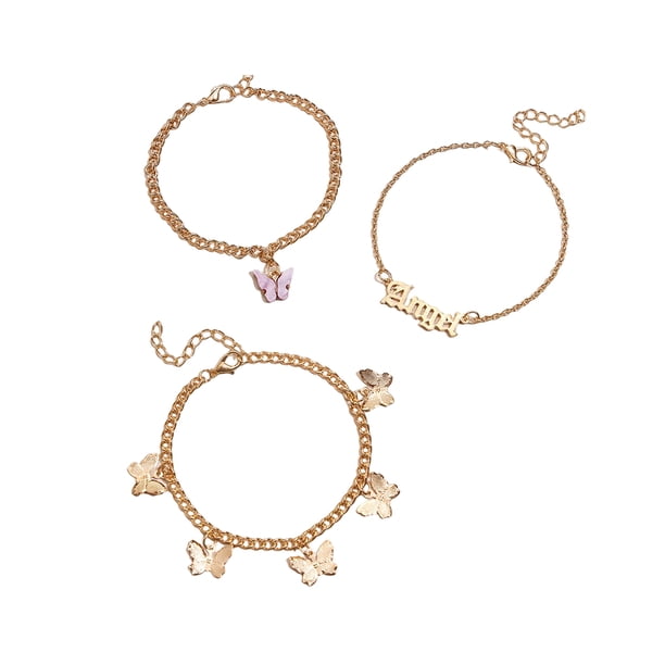 Sonducket Tobilleras de moda de 3 piezas, joyería para pies, accesorios para mujeres multicolores para mujeres, joyas resistentes al desgaste Ropa, zapatos y accesorios Miscelánea Violeta