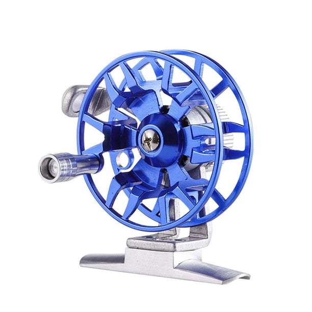Carrete de Pesca en Hielo, Ligero, Portátil, Totalmente Metálico, Liso, Accesorios 1:1, Diámetro de 53mm para Deportes Acuáticos O Frescos Al Aire Lib Azul