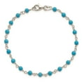 thumbnail image 4 of 925 Sterling Silver Genuine Turquoise Bead Polished Bracelet for Women 7.5", 4 of 8
