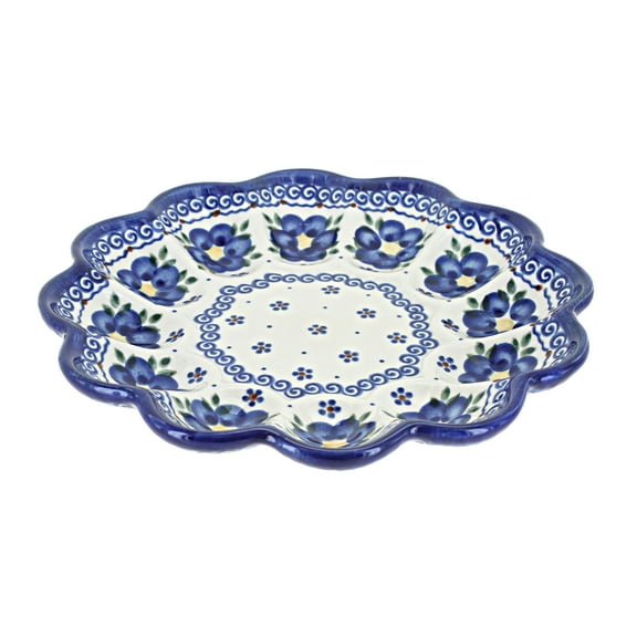 Blue Rose Polish Pottery Spring Blossom Egg Plate