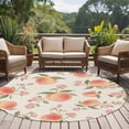 thumbnail image 4 of Peach Round Area Rug 5Ft Washable Circle Rugs for Living Room Bedroom, Spring Floral Green Leaf Botanical Pink Fruit Rustic Non-Slip Carpet Floor Mats Indoor Outdoor Carpet Runner Home Decor, 4 of 8