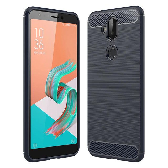 Funda trasera blanda de fibra de carbono TPU para ASUS Zenfone 5 Lite (azul)