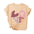thumbnail image 3 of Valentine's Day Tops for Fashion Women Valentine's Day Print Short Sleeve T-shirt Novelty Graphic Tops Beige qILAKOG Size XXXL, 3 of 4