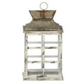 thumbnail image 3 of Distressed White Large Window Pane Style Candle Lantern, 3 of 3