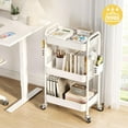 thumbnail image 2 of 3 Tier Rolling Cart Storage Organizer, Metal Rolling Utility Cart with Wheels, Esthetician Craft Art Cart with Pegboard, Carts for Baby Nursery Diaper Kitchen Bathroom, White, 2 of 16