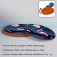 thumbnail image 4 of Flamingo 6PCS Microfiber Leather Round Coasters, 11x11 cm/4.3x4.3 in - Set of 6 Drink Coasters for Home and Office Use, 4 of 6
