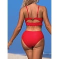 thumbnail image 5 of Sociala Scallop Trim Bikini Sets for Womens V Neck Two Piece Swimsuit with Ruched Bottoms, 5 of 5