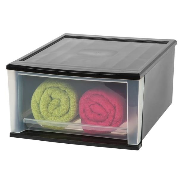 IRIS USA, 32 Quart Plastic Stacking Drawer, Black/Clear - Walmart.com